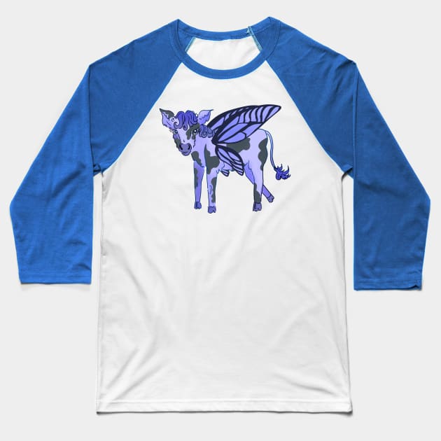 Butterfly blueberry cow Baseball T-Shirt by TheDoodlemancer